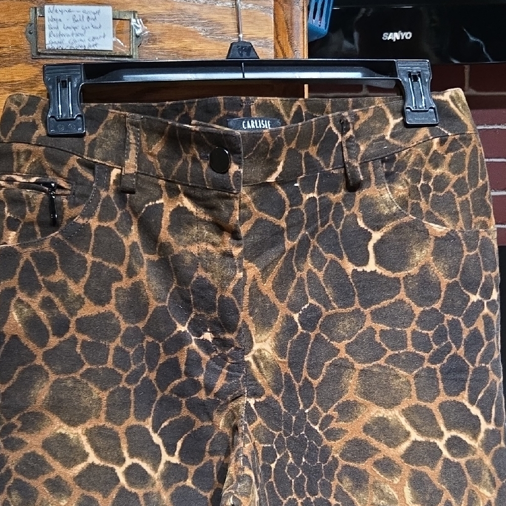 Carlisle Animal Print Pants in Brown and Tan